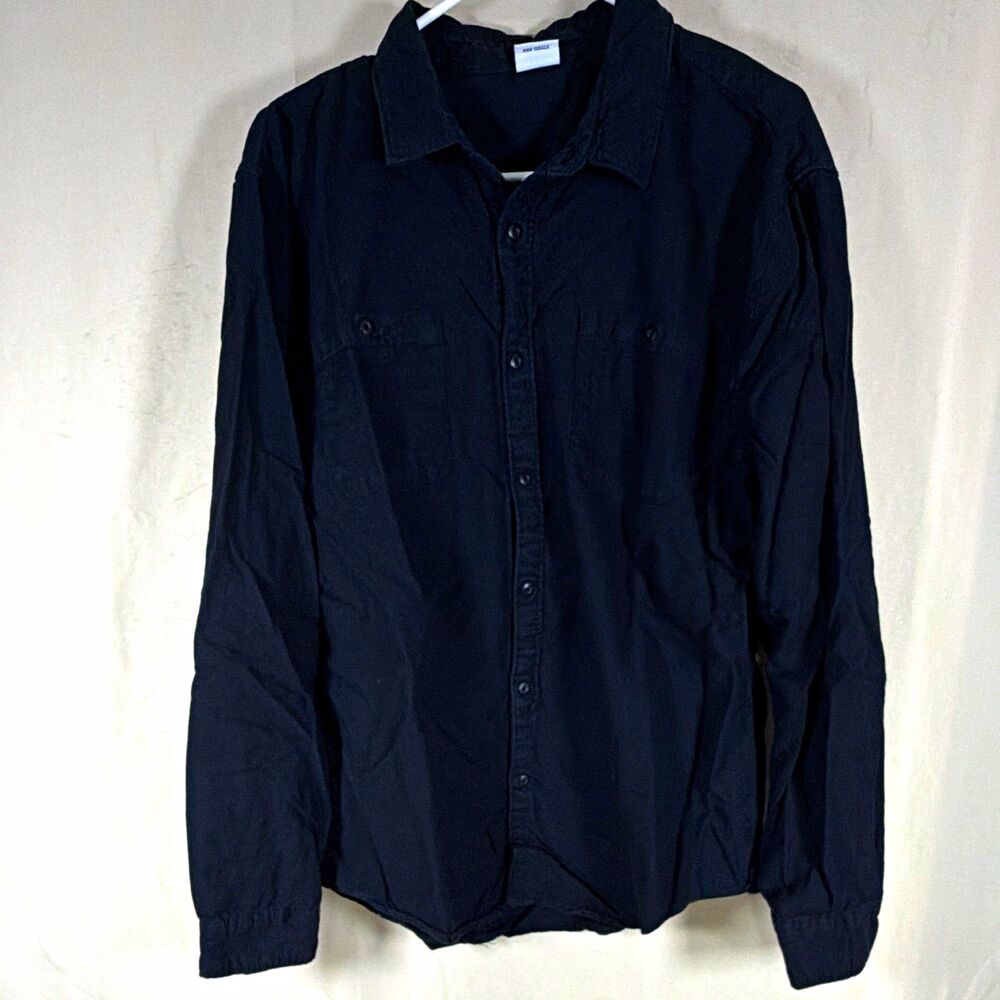 DC Shoes Mens XL Black Long Sleeve Button Up Shirt Double Chest Pockets